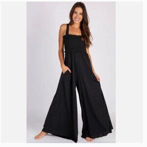 Natural Life Charcoal Gray Jumpsuit Wide Leg Oversized Sleeveless Harper Size L